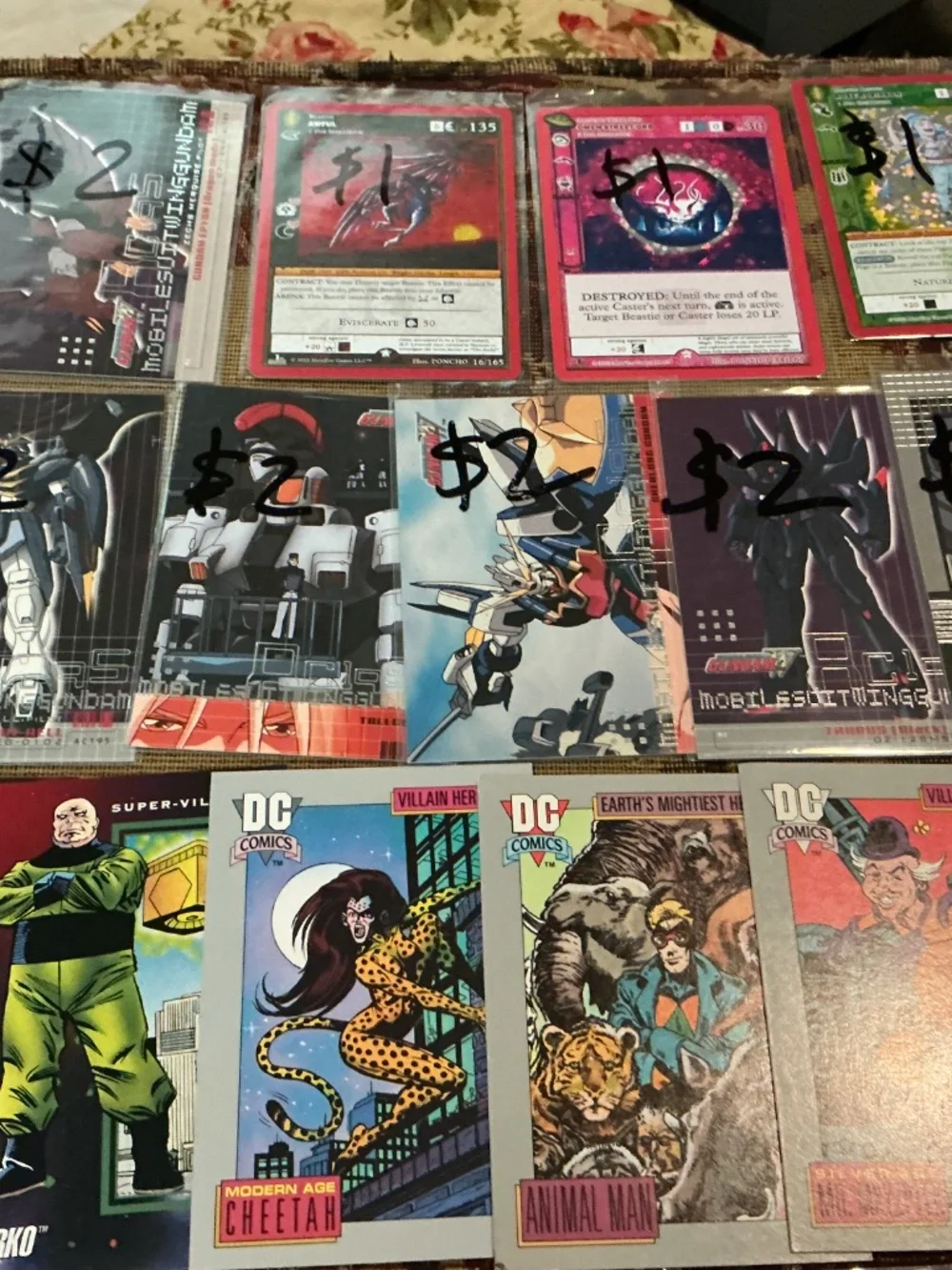 43 Trading Cards of Gundam Dc Marvel silver star MetaZoo cardfight & Brainrot